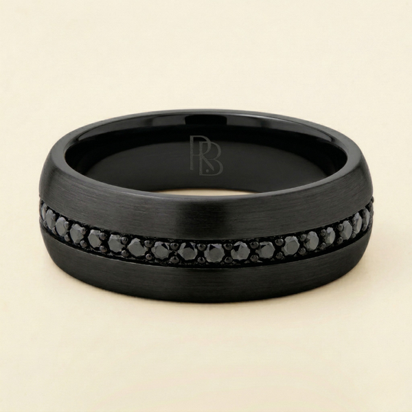 Classic Tungsten: Black Sapphire Inlay