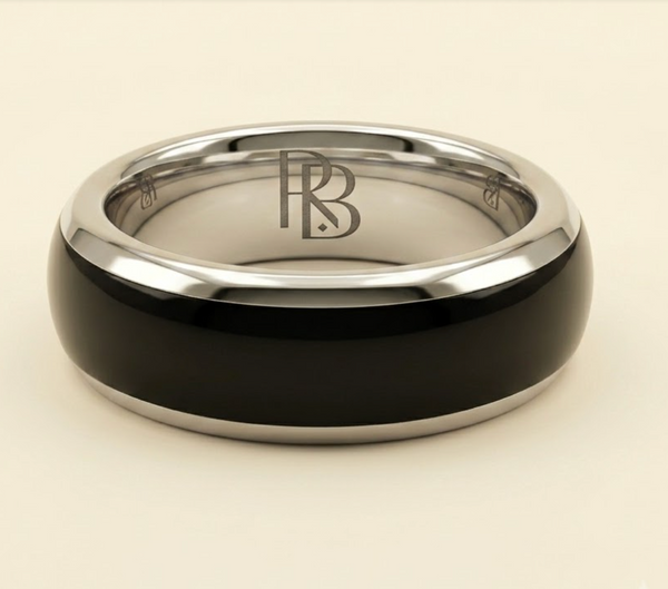 Classic Tungsten: Black & Gold Men's Wedding Band