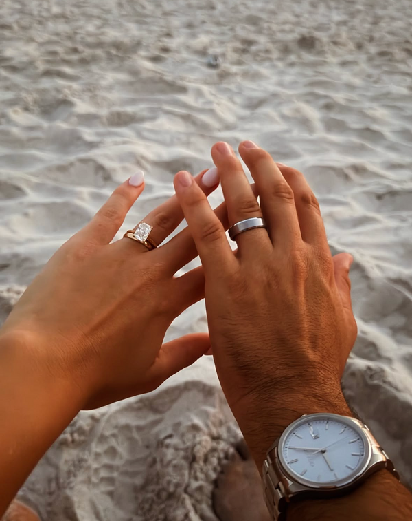 Beveled Tungsten Men's Wedding Band
