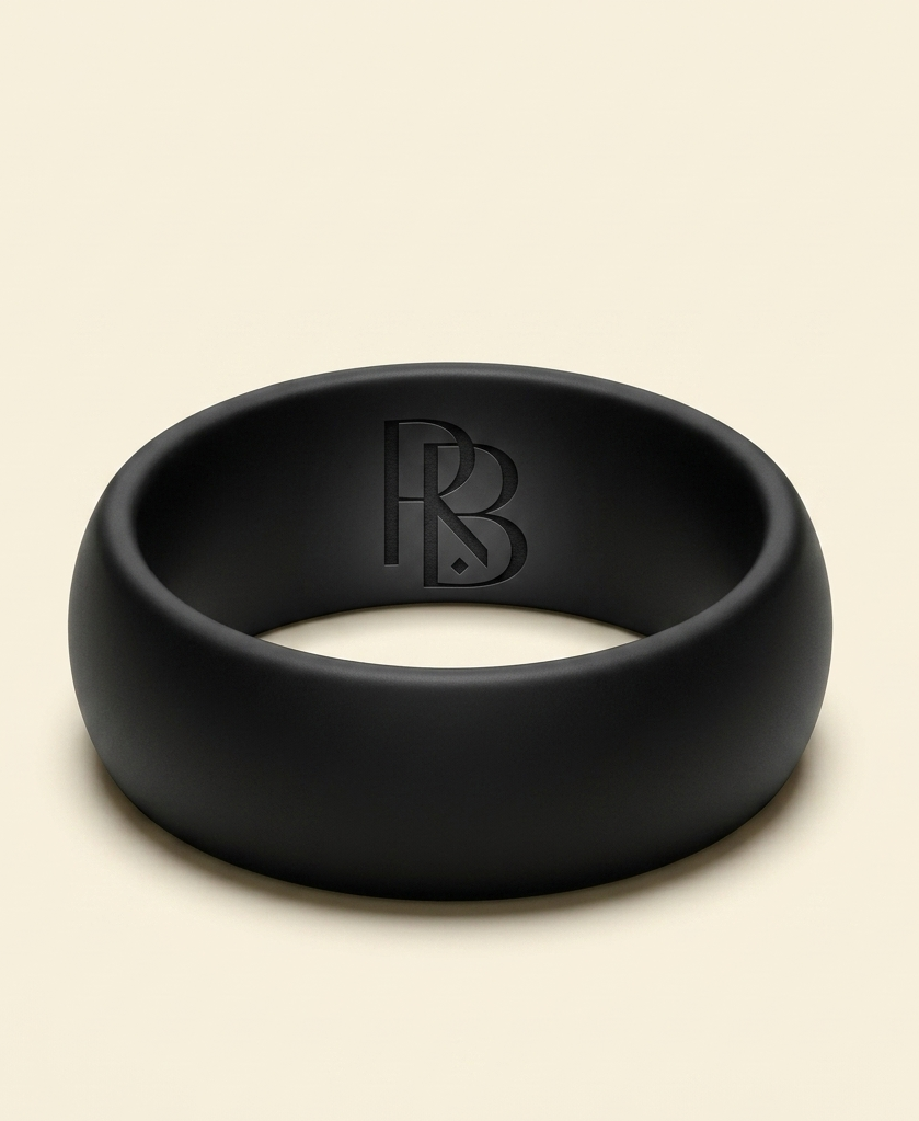 8mm Black Everyday Silicone Wedding Band