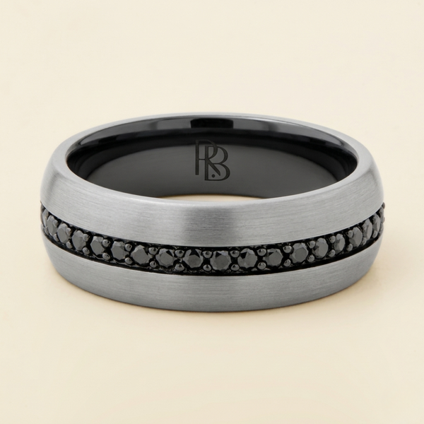 Classic Tungsten: Black Sapphire Inlay