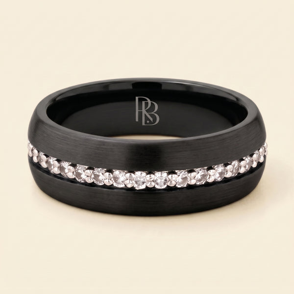 Classic Tungsten: Sapphire Inlay Men's Wedding Band