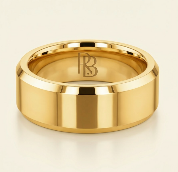 Beveled Tungsten Men's Wedding Band